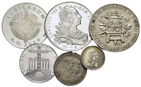 Medaglie - Lotto di 6 medaglie varie di cui 5 in Ag. (gr. 107) -<br>BB+÷FDC