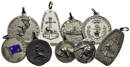 Medaglie - MARINA MILITARE - Con appiccagnolo e anella, tutte in Ag (gr. 67,4) tranne una in Ae. - L