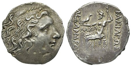 Thrace, Odessos, Tetradrachm, ca. 80-72/1 BC. AR (g 16,14; mm 28; h 12). In the name and types of Alexander III of Macedon. Head of Herakles r., with the features of Mithradates VI of Pontos, wearing lion skin; Rv. BAΣIΛEΩΣ AΛEΞAN