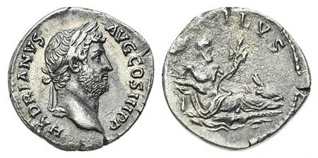 Hadrian (117-138), Denarius, Rome, ca. 134-8. AR (g 3,19; mm 18,5; h 6). HADRIANVS AVG COS III P P, Laureate head r.; Rv. [N]ILVS, Nilus reclining r., holding reed and cornucopia; to r., hippopotamus standing l., crocodile l. belo