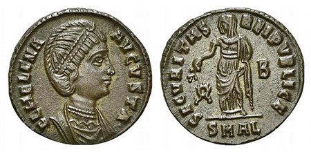 Helena (Augusta, 324-328/30), Follis, Alexandria, ca. 327-8. AE (g 2,68; mm 19; h 6). F L HELENA AVGVSTA, Diademed and draped bust r.; Rv. SECVRITAS REIPVBLICE, Securitas standing l., holding olive branch; wreath/B//SMAL. RIC VII 