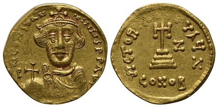 Constans II (641-668); AV Solidus (g 4,35; mm 20; h 6); Constantinople, year 7 (648/9). Crowned and draped facing bust, holding globus cruciger; Rv. Cross potent set on three steps; Z to r.; Z//CONOB. MIB 16a; DOC 13c; Sear 949. V