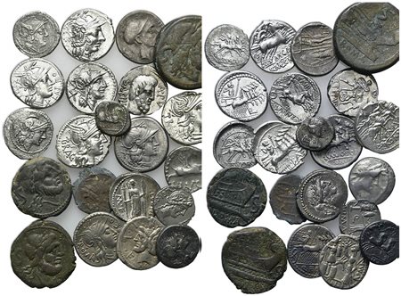 Lot of 21 Roman Republican AR and AE coins, to be catalog. Lot sold as is, no return