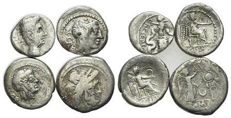 Lot of 4 Roman Republican and Roman Imperial (Octavian) Fractions, to be catalog. Lot sold as is, no return