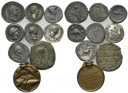 Mixed lot, including Roman Republican Denarii (2), Roman Imperial Denarii and Antoninianii (5), Byzantine Follis and Modern Medal. Lot sold as is, no return