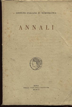 AA.VV Istituto Ital. di Numismatica.  Annali N 2. Roma, 1955. Pp.286, tavv. 10. Ril. ed. Buono stato, important lavori di numismatica siciliana.