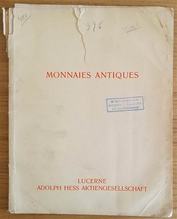 Hess A. Catalogue de Monnaies Grecques et Romaines.  Cesaree de Cappadoce La Collection de le M. le Rev. Edward A. Sydenham. Monnaies Grecques d' un amateur renoncant a une partie de sa Collection. Monnaies Grecques et Romaines d 