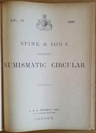 Spink & Son's Numismatic Circular Annata completa. 1896. Tutta Tela con titolo al dorso, ill. in b/n. Buono stato.