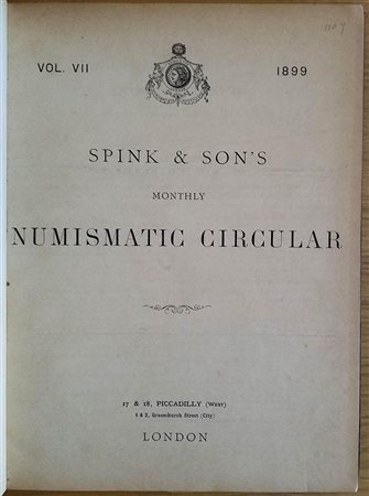 Spink & Son's Numismatic Circular Annata completa.  1899. Tutta Tela con titolo al dorso, ill. in b/n. Buono stato
