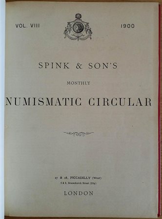 Spink & Son's Numismatic Circular Annata completa.  1900. Tutta Tela con titolo al dorso, ill. in b/n. Buono stato.