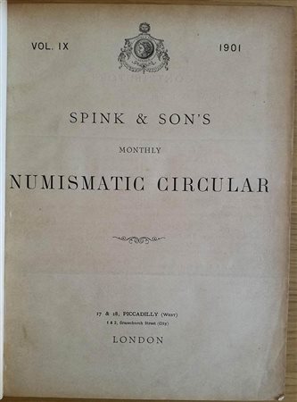Spink & Son's Numismatic Circular Annate complete.  1901-1902. Mezza Tela con titolo al dorso, ill. in b/n. Buono stato.
