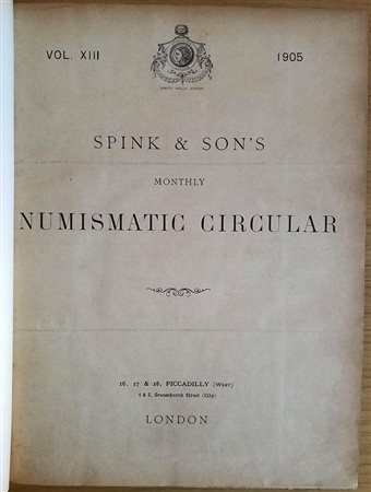 Spink & Son's Numismatic Circular Annate complete. 1905-1906. Mezza Tela con titolo al dorso, ill. in b/n. Buono stato