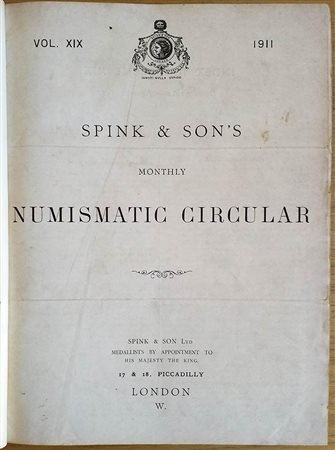 Spink & Son's Numismatic Circular Annate complete. 1911-1912. Mezza Tela con titolo al dorso, ill. in b/n. Buono stato