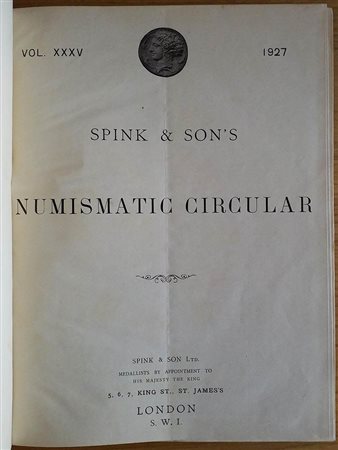 Spink & Son's Numismatic Circular Annata completa. 1927. Tutta Tela con titolo al dorso, ill. in b/n. Buono stato
