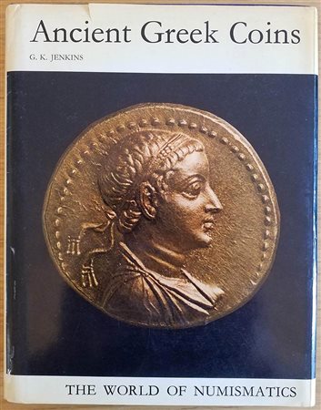 Jenkins K., Ancient Greek Coins - The World of Numismatics. Barrie & Jenkins 1972. Hardcover with jacket, 310pp., illustrations. Good condition
