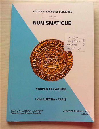 Argenor Auction. Paris 14 Avril 2000. Brossura ed. pp. 143, lotti 1019, ill. in b/n. Con lista prezzi di realizzo. Buono stato.