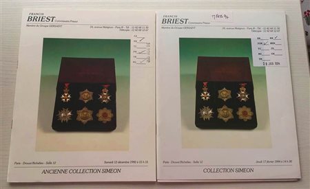 Platt M. Renaud M.D. 2 Cataloghi. 1) Ancienne Collection Simeon. Paris 12 Decembre 1992. Brossura ed. pp. 35, lotti 211, ill. in b/n, 2) Collection Simeon. Paris 17 fevrier 1994. Brossura ed, pp. 35, lotti 211, ill. in b/n. Ottimo