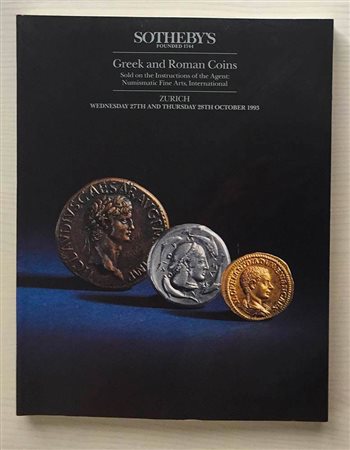Sotheby's Greek and Roman Coins. Zurich 27-28 October 1993. Brossura ed. lotti da 157 a 1890, ill. in b/n e a colori. Buono stao