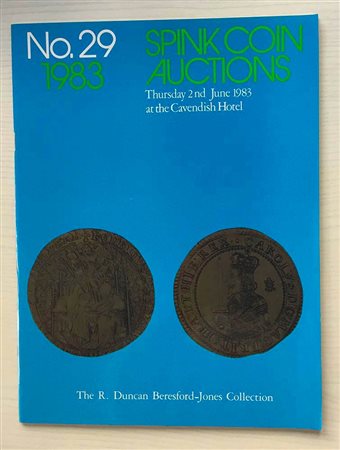 Spink Auction No. 29 The R. Duncan Beresford-Jones Collection. London 02 June 1983. Brossura ed. pp. 35, lotti 138, ill. in b/n, tavv. 2 di ingrandimenti a colori. Con lista prezzi di stima. Buono stato
