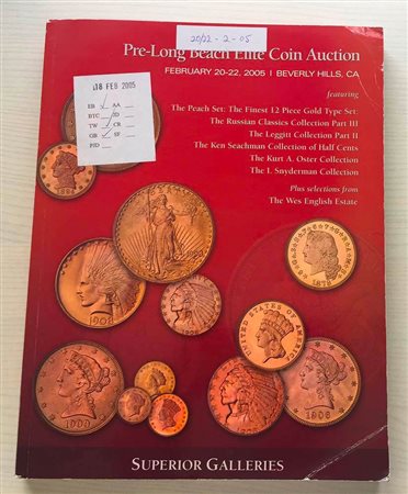 Superior Galleries Pre-Long Beach Elite Coin Auction featuring The Peach Set: The Finest 12 Piece Gold Type Set: The Russian Classics Collection Part III. The Leggit Collection Part II. The Ken Seachman Collection of Half Cents. T