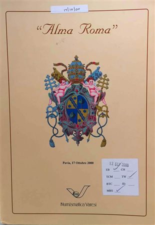 Varesi C. Asta XXXIV “Alma Roma” II Parte. Pavia 17 Ottobre 2000. Brossura ed. pp. 120, lotti da 1079 a 1778, ill. in b/n. Tavv. 4 di ingrandimenti in b/n. Ottimo stato.