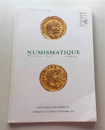 Vinchon F. B. Monnaies de Collection Medailles. Monte-Carlo 12-13 Novembre 1982. Brossura ed. lotti 485, ill. in b/n, tavv. 8 di ingrandimenti a colori. Buono stato