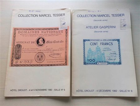 Weil A. Collection Marcel Tessier et a divers Amateurs. 2 Cat. 1) Paris 04-05 November 1982. Brossura ed. lotti 859, tavv. In b/n 2) Paris 04 Decembre 1982. Brossura ed. lotti 506, tavv. In b/n. Con lista prezzi di realizzo. Buono