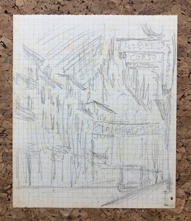 GALILEO CHINI (1873-1956) - Milano: Hotel Corso & Splendid con Duomo sullo sfondo, 1936