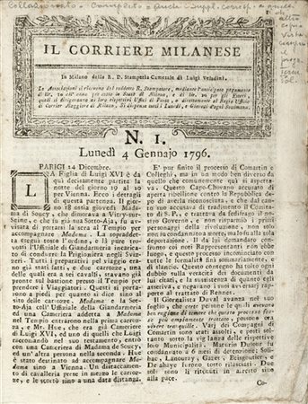 [MILANO-GIORNALI] - Il Corriere Milanese. Milano: Luigi Veladini, 1795-1797; 17