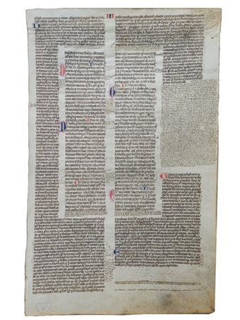 [MANOSCRITTO] - Pagina manoscritta su entrambe le facciate da Decretalium in Co