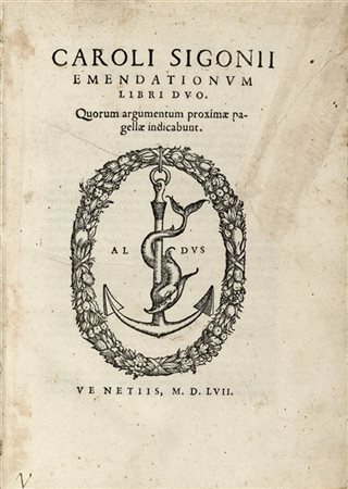 SIGONIO, Carlo (1524-1584) - Emendationum Libri duo. Venezia: Paolo Manuzio, 15