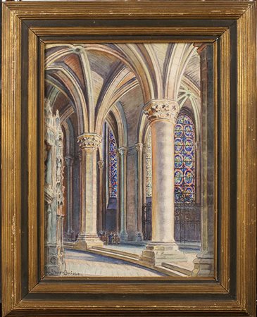 GABRIEL BRUN BUISSON Francia XX Sec. "Cattedrale di Chartres", acquarello,...