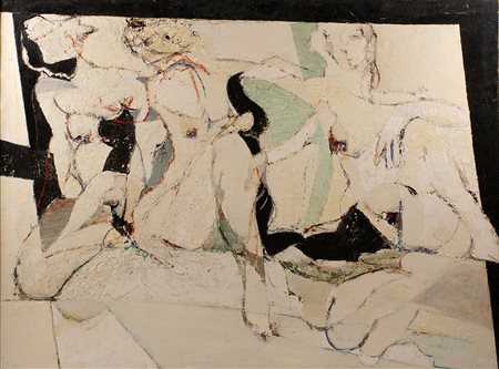 ALESSANDRO TROTTI Italia 1934 "Nudi Bianchi", anno 1969, olio su tela,...