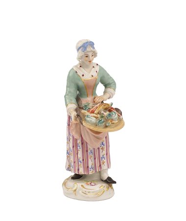 FIGURA IN PORCELLANA MEISSEN prima metà del XX Sec. Dipinta in policromia a...