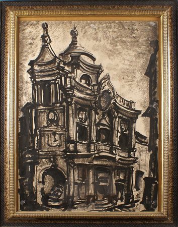 M. FEDI XX Sec. "La facciata di San Carlo alle Quattro Fontane", firmato e...