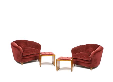 COPPIA DI POLTRONE anni 30/40 Interamente imbottite e rivestite in tessuto...