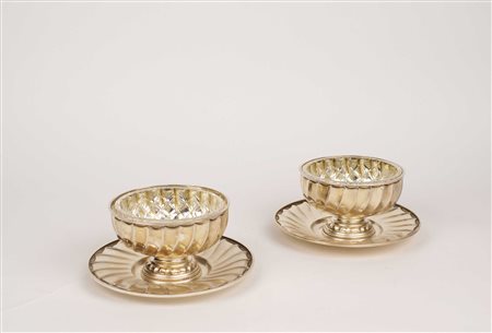 COPPIA DI BOWLS PORTACAVIALE IN ARGENTO manifattura italiana Con interno in...