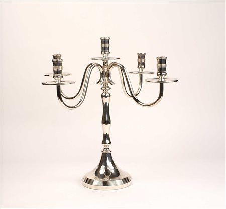 CANDELABRO IN METALLO BROGGI vecchia manifattura A cinque luci poggiante su...