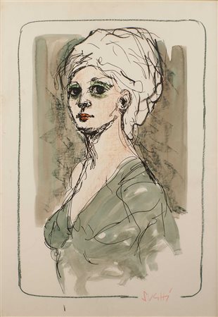 ALBERTO SUGHI Cesena 1928-Bologna 2012 "Ritratto di donna", litografia...