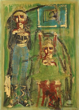 TARQUINIO XX Sec. "Senza titolo", olio su tela, firmato in basso a destra...