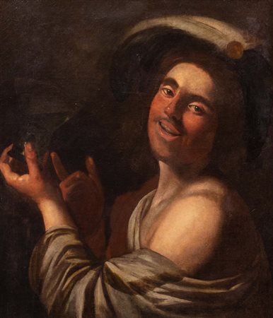 Pittore caravaggesco fiammingo, secolo XVII - L'allegro bevitore
