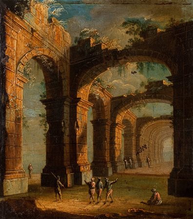 Angelo Maria Costa (Palermo 1670 circa-Napoli 1721)  - Capriccio architettonico