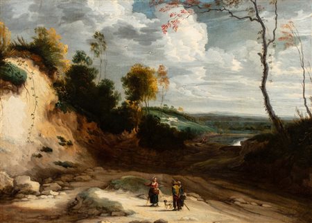 Lodewyk de Vadder (Bruxelles 1605-1655)  - Paesaggio con viandanti