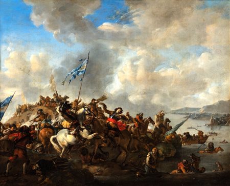 Scuola olandese, secolo XVII - Due scene di battaglia