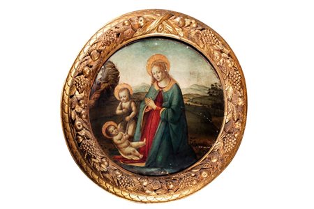 Gherardo di Giovanni del Fora (Firenze 1445-1497)  - Madonna con Bambino e San Giovannino