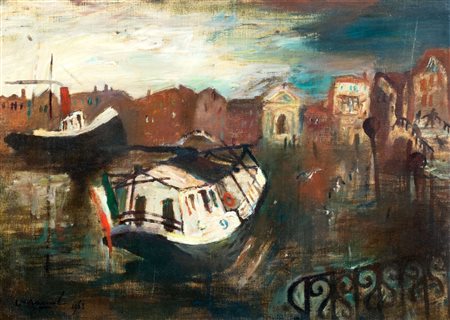 Mario Varagnolo (Venezia 1901-1971)  - "Venezia, vecchio traghetto"