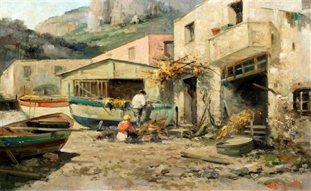 Ercole Magrotti (Milano 1890-Roma 1967)  - La rimessa delle barche