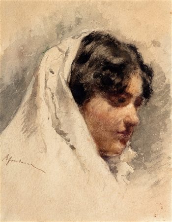 Roberto Fontana (Milano 1844-1907)  - Ragazza velata