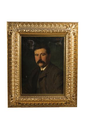 Edoardo Gelli (Savona 1852-Firenze   1933)  - Ritratto di uomo con baffi, 1886