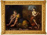 Pittore caravaggesco attivo nell'Italia meridionale, circa 1620 - 1630 - Davide suona l'arpa davanti a Saul